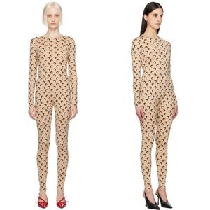 MARINE SERRE NWT Size XL Recycled Moon Jersey Catsuit SS25 Jumpsuit One Piece